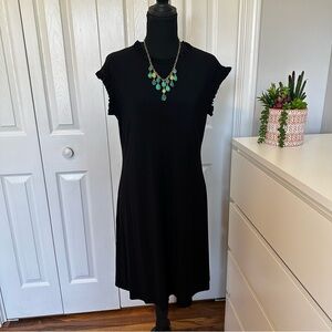 Annalee + Hope Black Ruffle Sleeve Midi Dress Size Large NWT